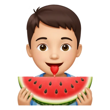 Fait un emojie de un gamin qui mange une pastèque sticker