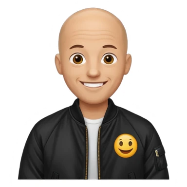 bald man in black bomber jacket sticker