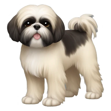 black Shih-Tzu cream chest and feet and bushy light eyebrows. He is a puppy  sticker