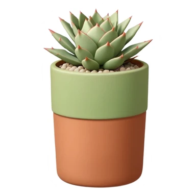 A ceramic pot in a pastel terracotta color, shaped like a cylinder, the pot is tall and contains an Acanthocalycium Glaucum cactus plant. sticker
