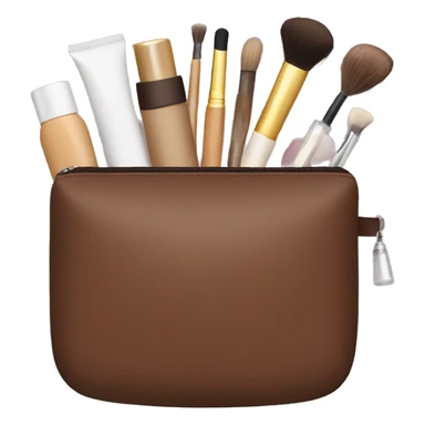 Brown Cosmetic Bag with cosmetics sticker