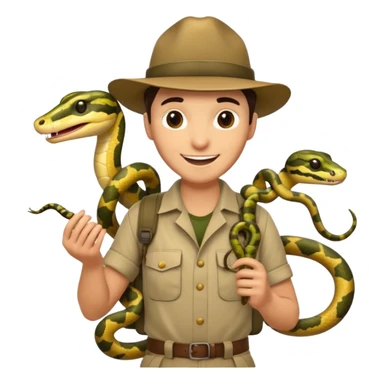 Depict different emotions of a photographer with snakes and other exotic animals sticker