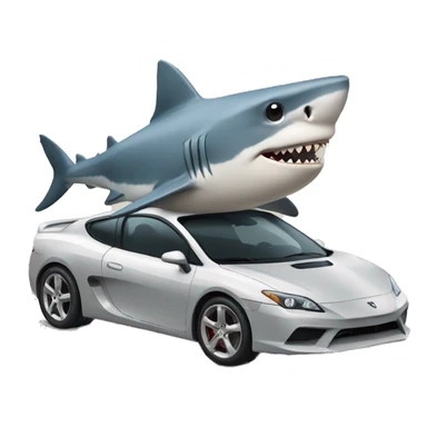 Shark with sunglasses riding a sports car sticker
