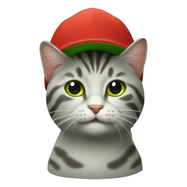 The cat in the bottom of the red cap with a green pattern   sticker
