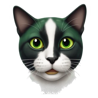 Tuxedo cat with black spot on mouth and green eyes sticker