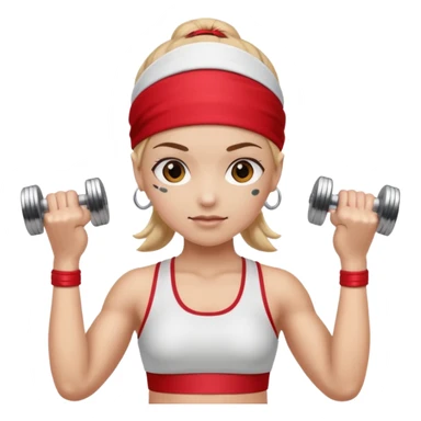 athlete with red headband, hold a mini dumbbell sticker