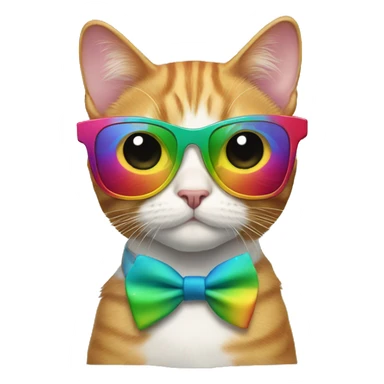 Rainbow Cat with sunglasses and bow tie  sticker