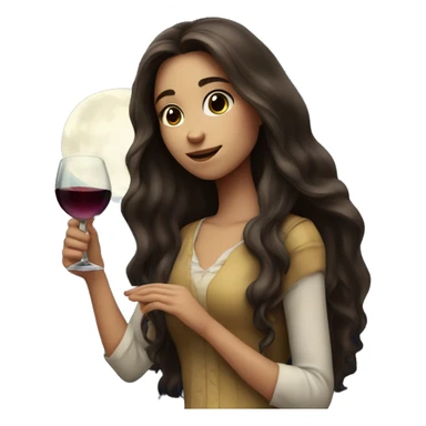 Long-haired Brunette Girl underneath the moonlight with wineglass in hand sticker