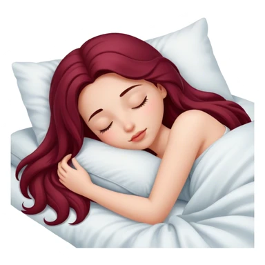 A beautiful, burgundy long haired girl sleeping in bed sticker