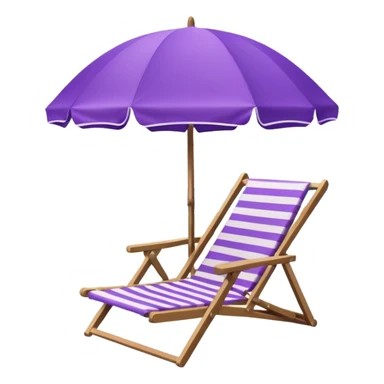 beach chair with striped purple umbrella sticker