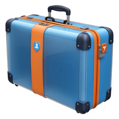3D render of Suitcase Scan, X-Ray imaging aesthetic, translucent materials showing internal structure, orange and blue airport security style scan of a bag, medical scan style, Apple emoji style, isolated on white background --v 6.0. sticker