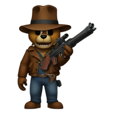freddy fazbear witha gun sticker