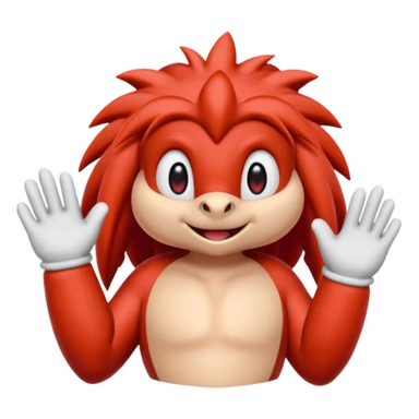 Sonic the hedgehogs friend knuckles a red animal with peach arms and white mittens, he’s a echidna with red eyes sticker