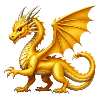 a golden dragon with two legs and two wings sticker