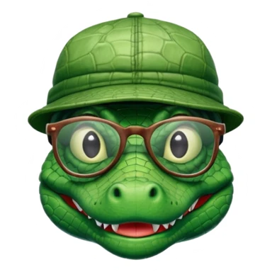 Alligator with fitted cap and glasses sticker