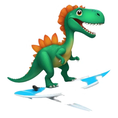 dinosaur wearing a tutu riding a surfboard sticker