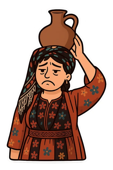 Cartoon sticker in Flat Toon style with a sad expression, transparent background. sticker