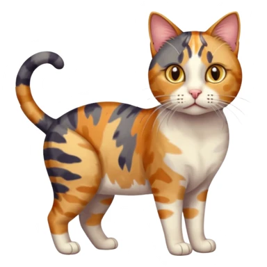 full body anxious looking colourful patchy calico tabby cat sticker