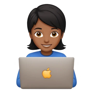 make an emoji of a black hair developer behind laptop sticker