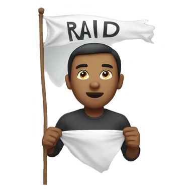 holding up a banner with the word Raid on it sticker