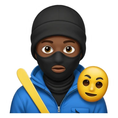black guy, thug, ski mask, stealing, emoji sticker