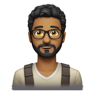 Indian guy with square glasses beard black hair sticker