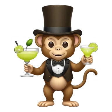 monkey in a top hat with a margarita sticker