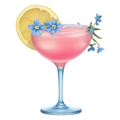 pink lemon cocktail with blue small flowers  sticker