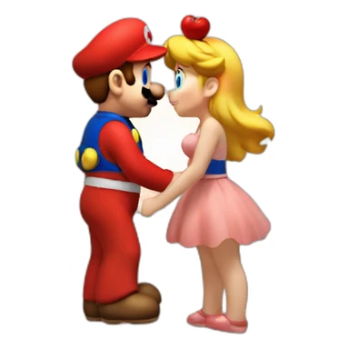 mario and peach love kiss at the beach sticker