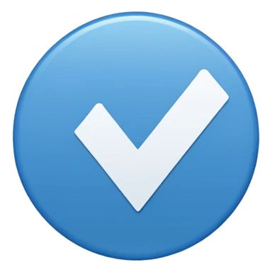 A blue circle entered by a white check mark sticker