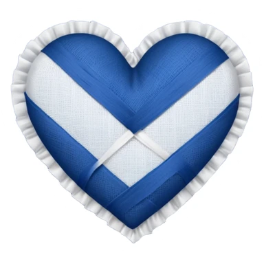 white gauze strip wrapped diagonally around a dark blue heart sticker