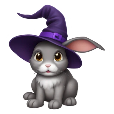 bunny wearing a witch hat  sticker