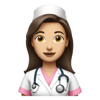 Pretty brunette nurse in pink scrubs sticker