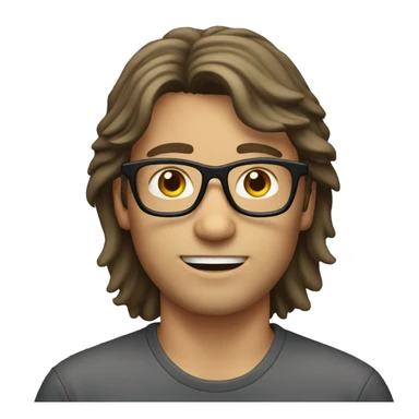 guy with mullet brown hair, glasses sticker