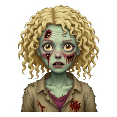 Mulher zumbi de cabelo cacheado loiro sticker