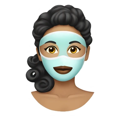 Lady with face mask spa beauty full face relaxing black sticker