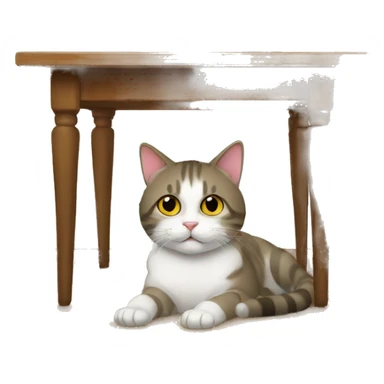 cat under table sticker