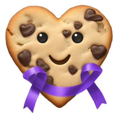 Cookie heart with purple teal awareness ribbon loop sticker