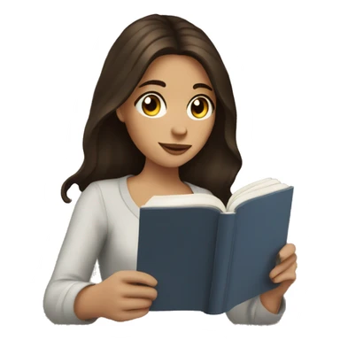 Brunette girl drinking coffee and reading a book  sticker
