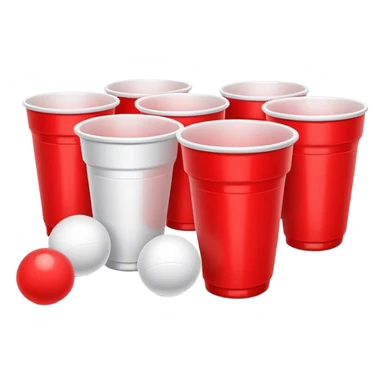 beer pong with a few cups and ping pong ball sticker