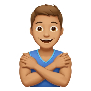 Man crossed arms holding his neck laughing sticker