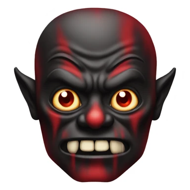 Scary evil demon with red face and black eyes sticker