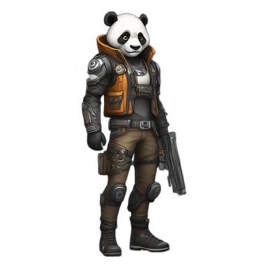 Panda as borderlands full body vault hunter sticker