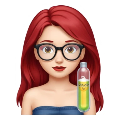 girl with long dark red hair and and glasses in a tube top sticker