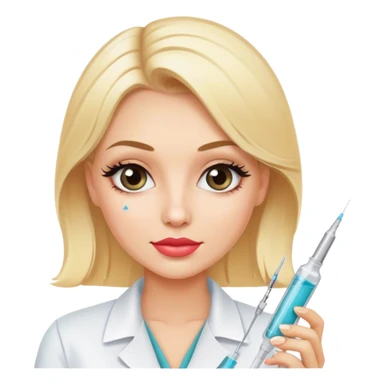 blonde cosmetologist with a syringe cute sticker