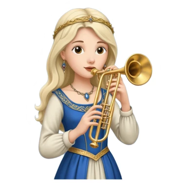 medieval female poet with a trumpet sticker