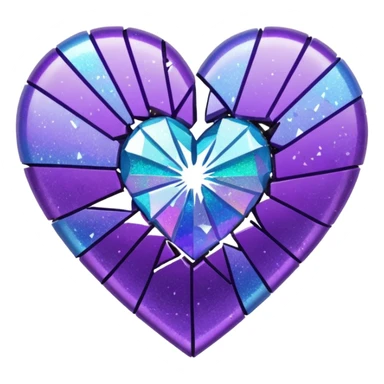 glitter cian and purple broken heart sticker