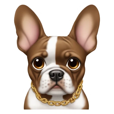 Brown Frenchie with ￼ Chain ￼ sticker