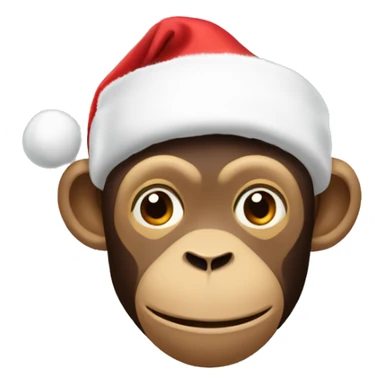 A monkey with his eyes closed in a Christmas kalpok sticker