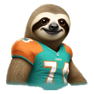 Sloth with a Miami Dolphins jersey  sticker